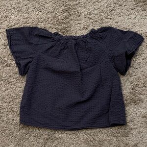 Zara Black Textured Off-The-Shoulder Blouse